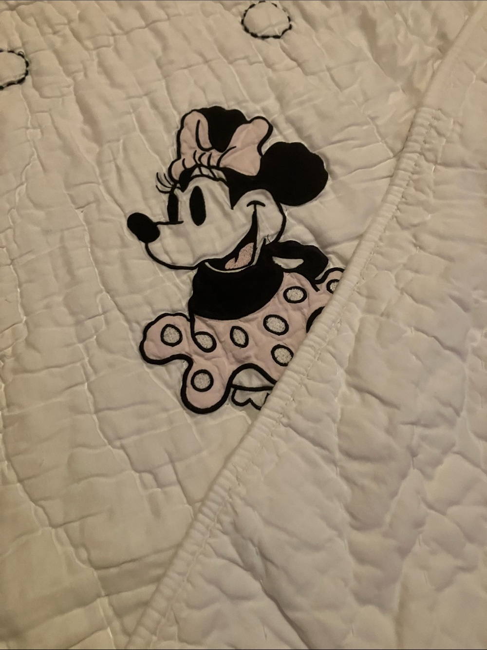 Disney Pottery Barn Kids White Quilt TWIN Minnie Mouse - Picture 4 of 5